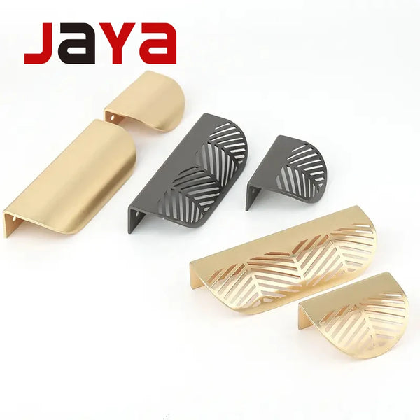 JAYA  Leaf Shape Zinc Alloy Handle Nordic Simple Punch-free Drawer Zinc Alloy Handle